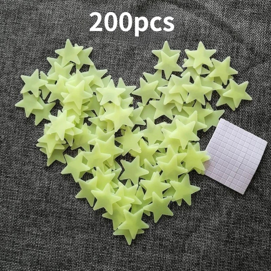 200 Piece Luminous Star Wall Sticker, Easy To Tear and Stick, Suitable for Bedro