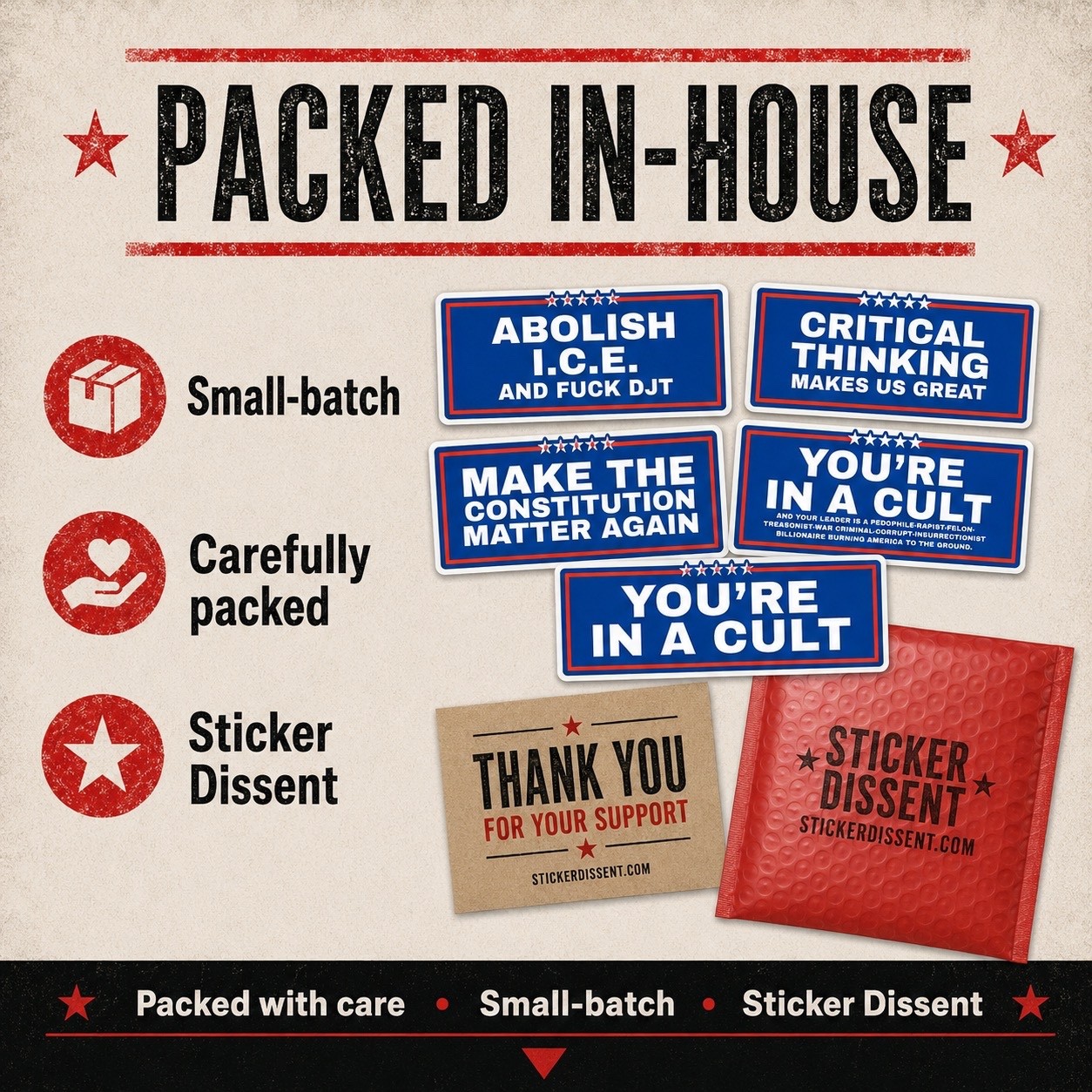You’re In A Cult Political Stickers Anti Trump Protest Decals 3×1.5 Choose Pack