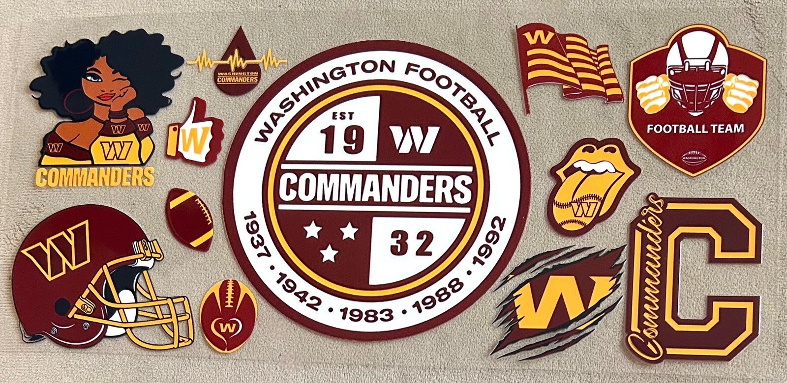 Washington Commanders Football DIY Transfer Sticker Cup Wrap DIY Glasses Bottles