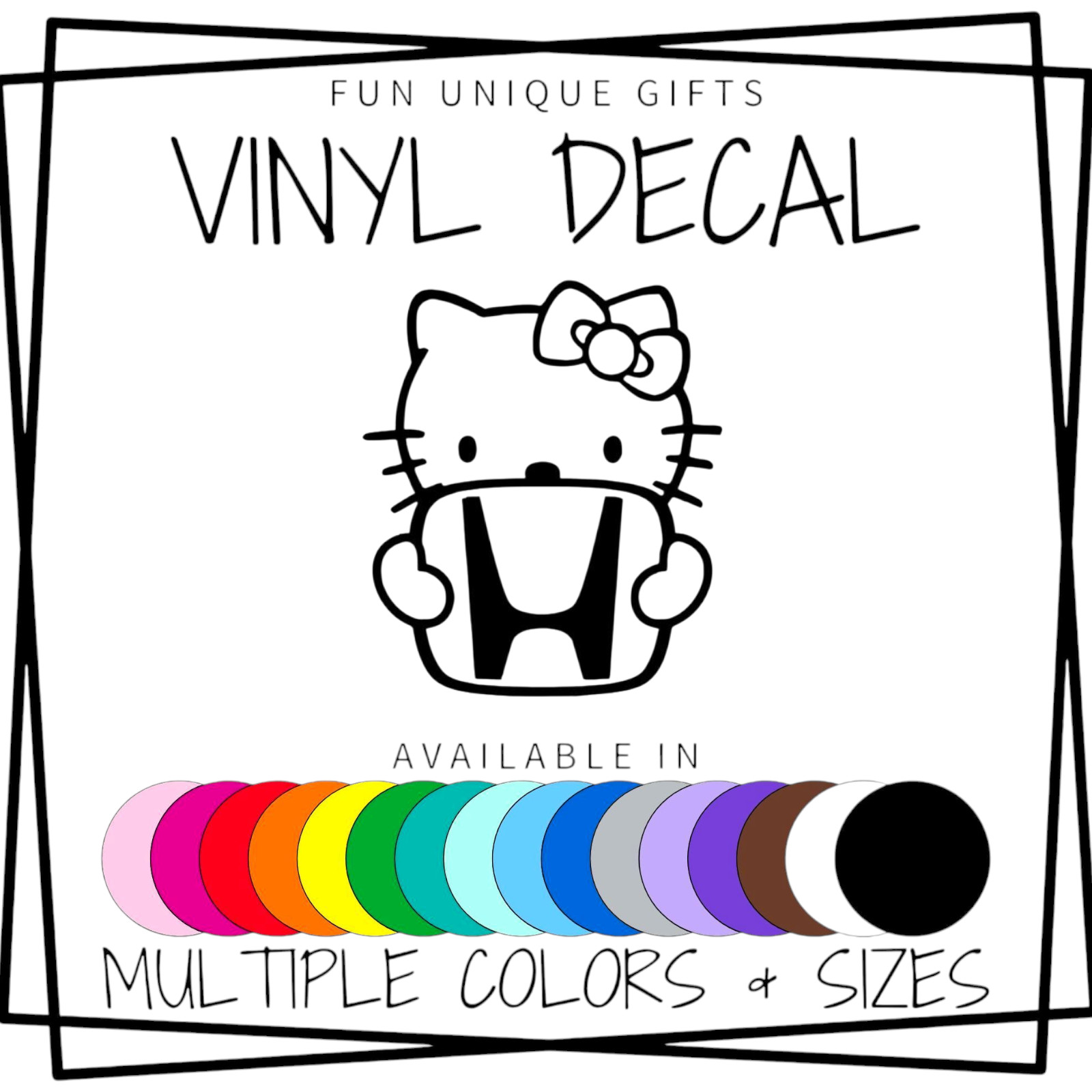 Hello Kitty Honda Vinyl Decal Sticker -Multiple Colors & Sizes- SHIPS FREE!
