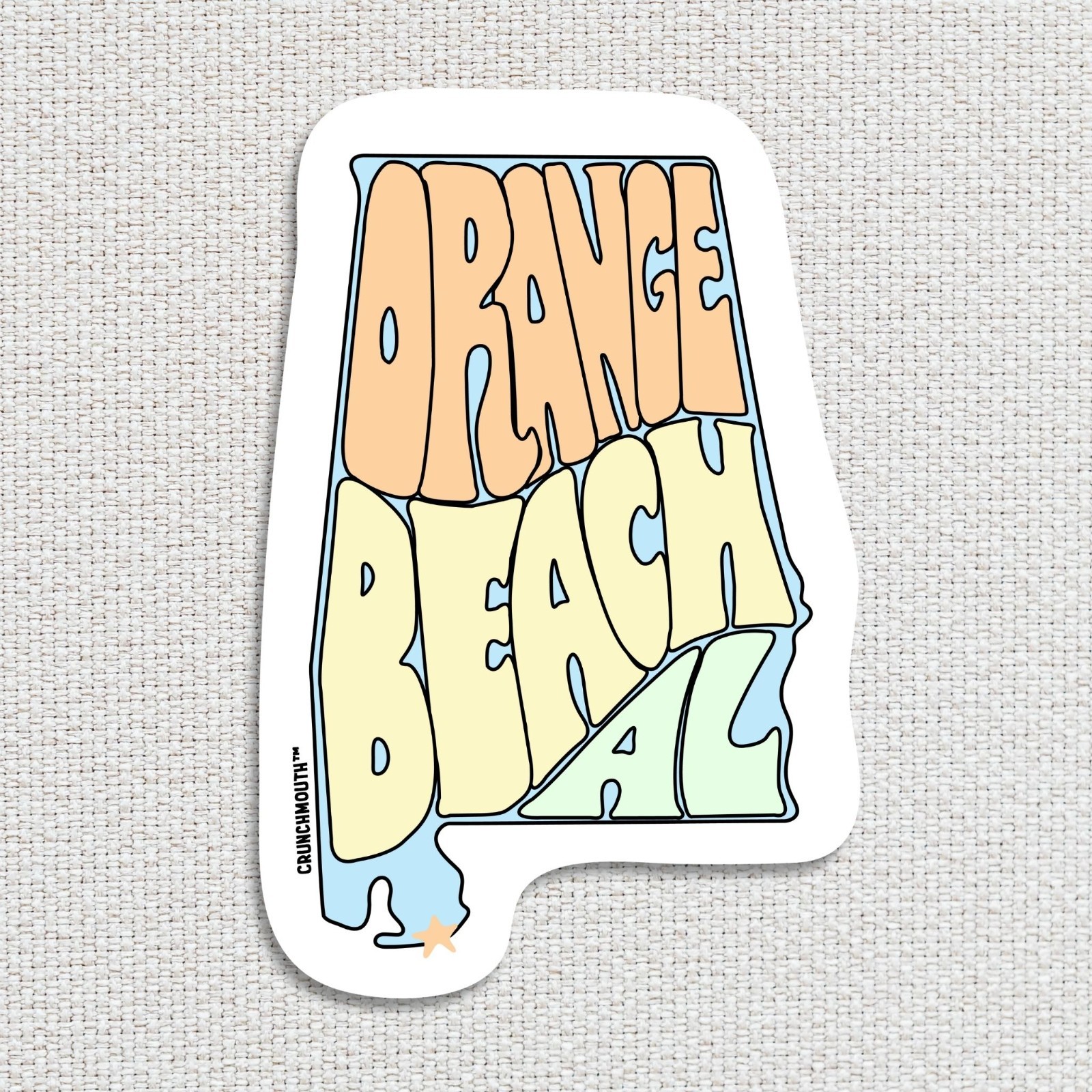 Orange Beach AL Waterproof Vinyl Sticker For Laptop, Water Bottle, Car, Cooler