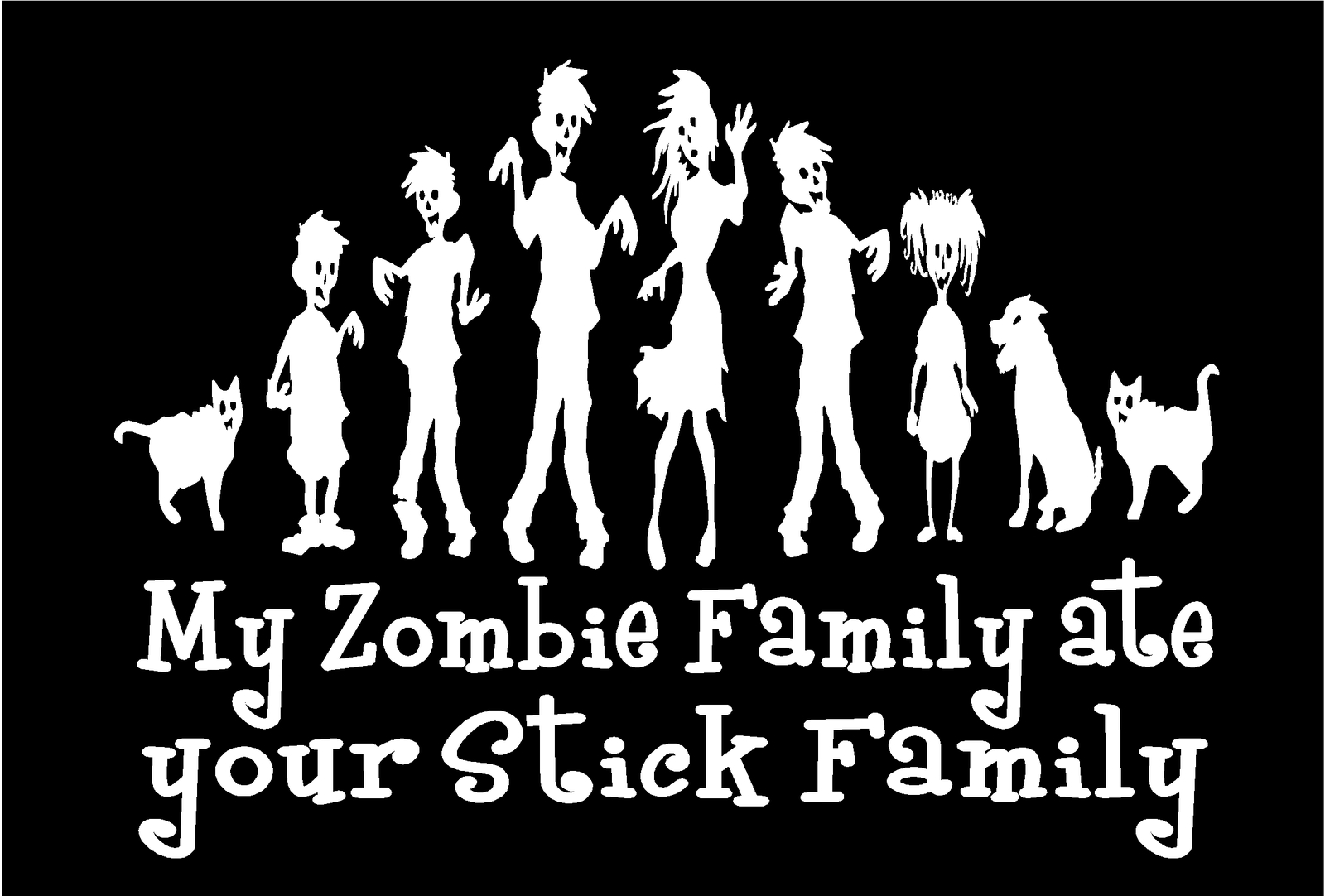 Zombie Family Vinyl Decal My Family Ate Your Stick Family funny car sticker