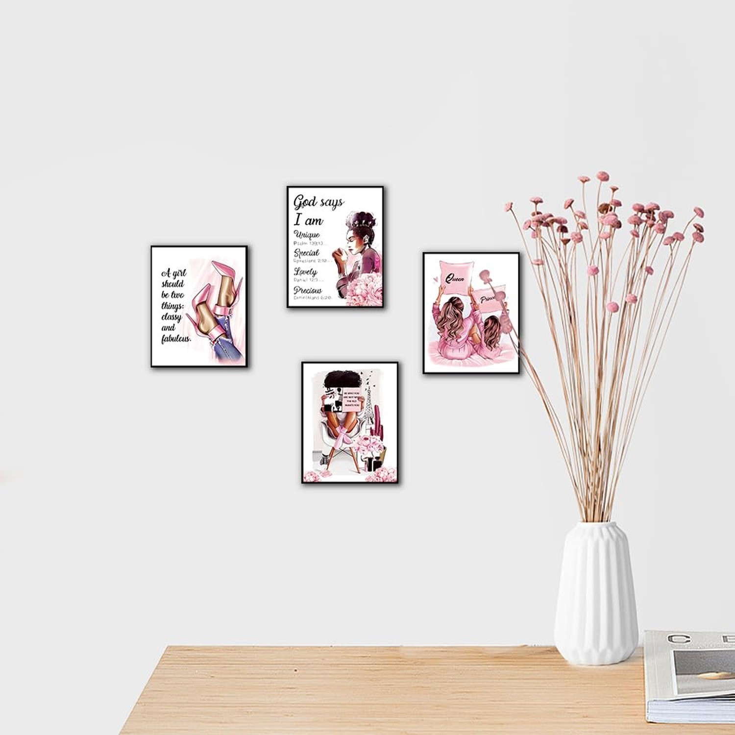 Pink Bible Verse Wall Art Canvas Prints Girls Dorm Scripture Inspirational Wa…