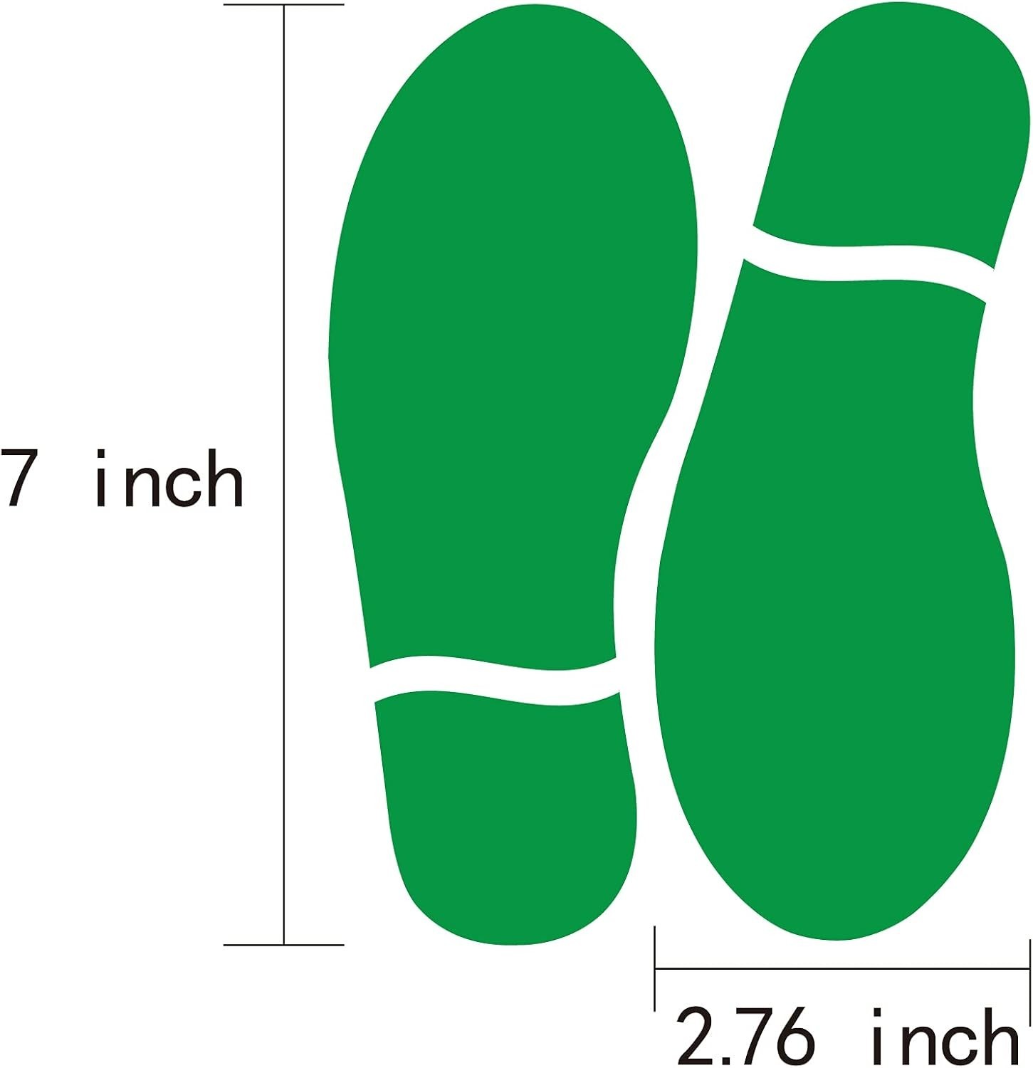 20 Pairs 40 Prints Green Footprints Floor Decals 7 Inch Shoe Stickers Feet Di…
