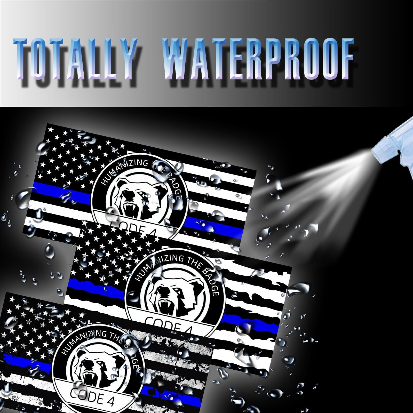 Thin Blue Line Sticker Code 4, Reflective American Flag Police Support Decal,…