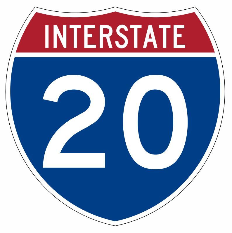 Interstate 20 Sticker Decal R893 Highway Sign