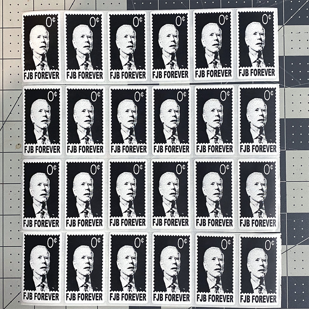 Joe Biden Stamps Zero Cents FJB Forever Parody Funny Bulk Stickers LGB Statement
