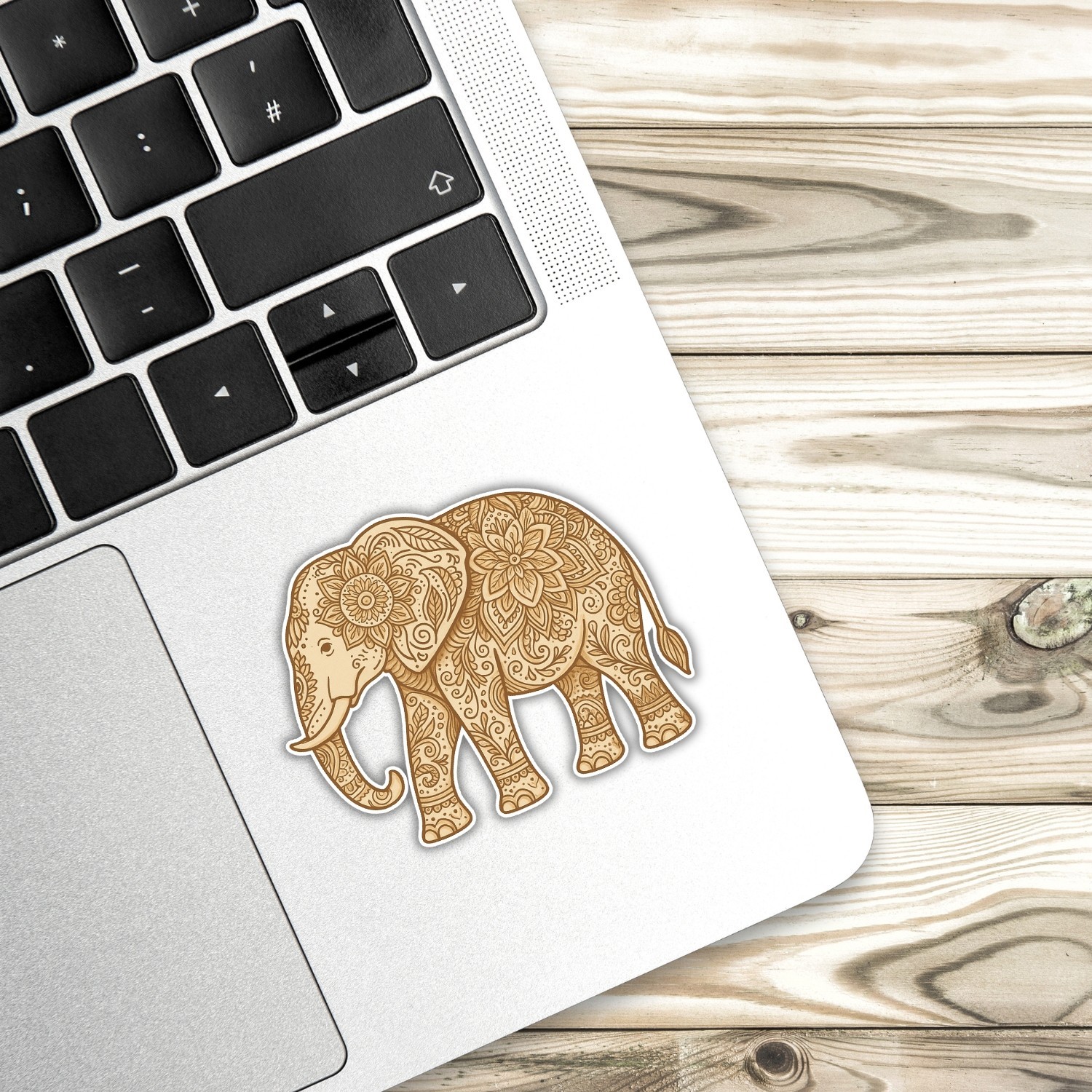 4Pcs Elephant Mandala Stickers: Boho Line Art Vinyl Decals – Waterproof Yoga Gif
