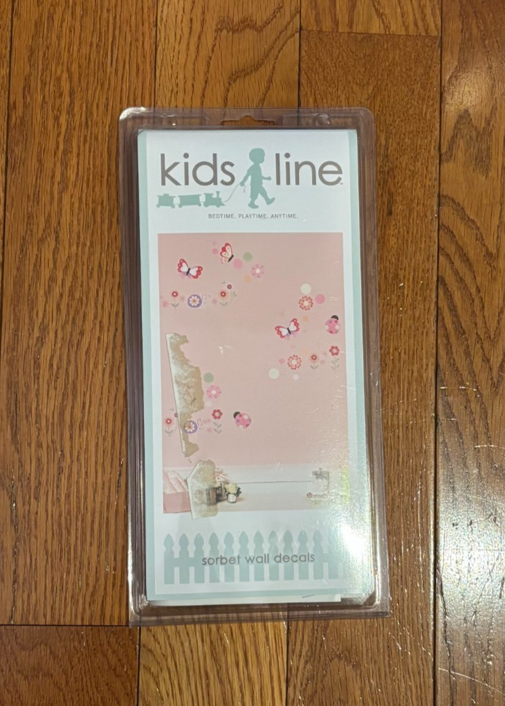 New Kids Line Sorbet Border Wall Decals Pink Butterfly Floral Nursery Decor