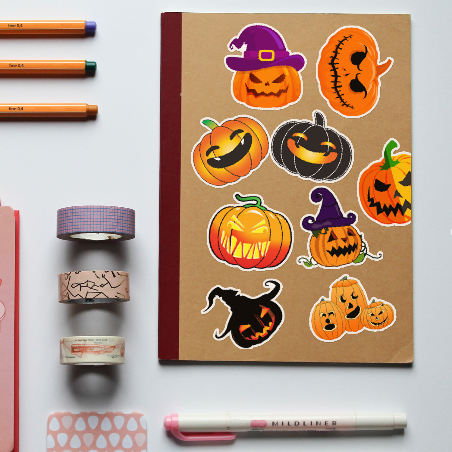 50 Pcs Stickers Halloween Pumpkin Laptop Luggage Skateboard Car Graffiti Vinyl