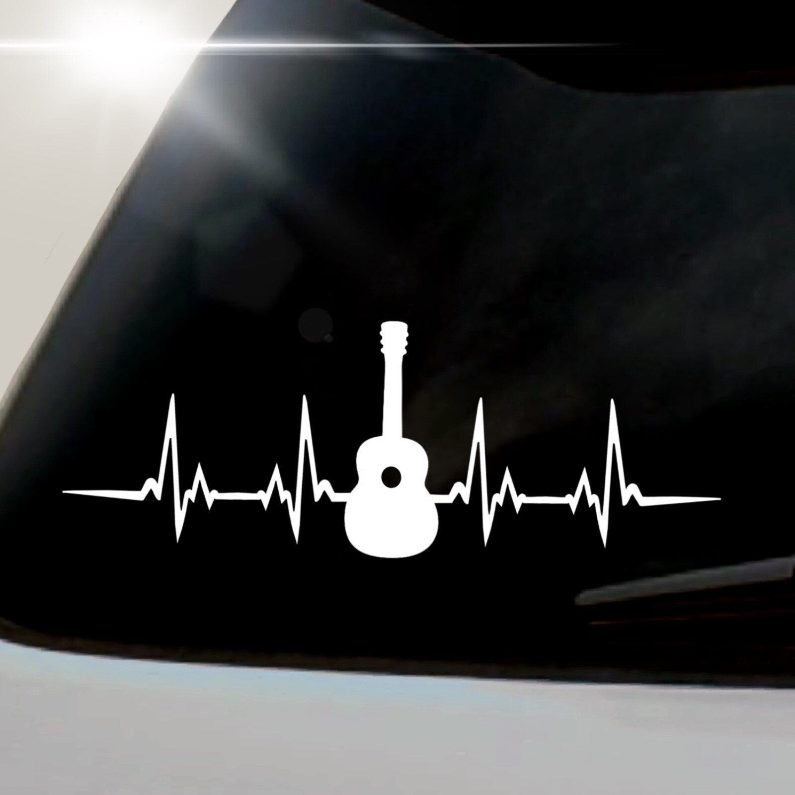 Acoustic Guitar Decal with EKG. Guitar Heartbeat Decal. Guitar Stickers For Car