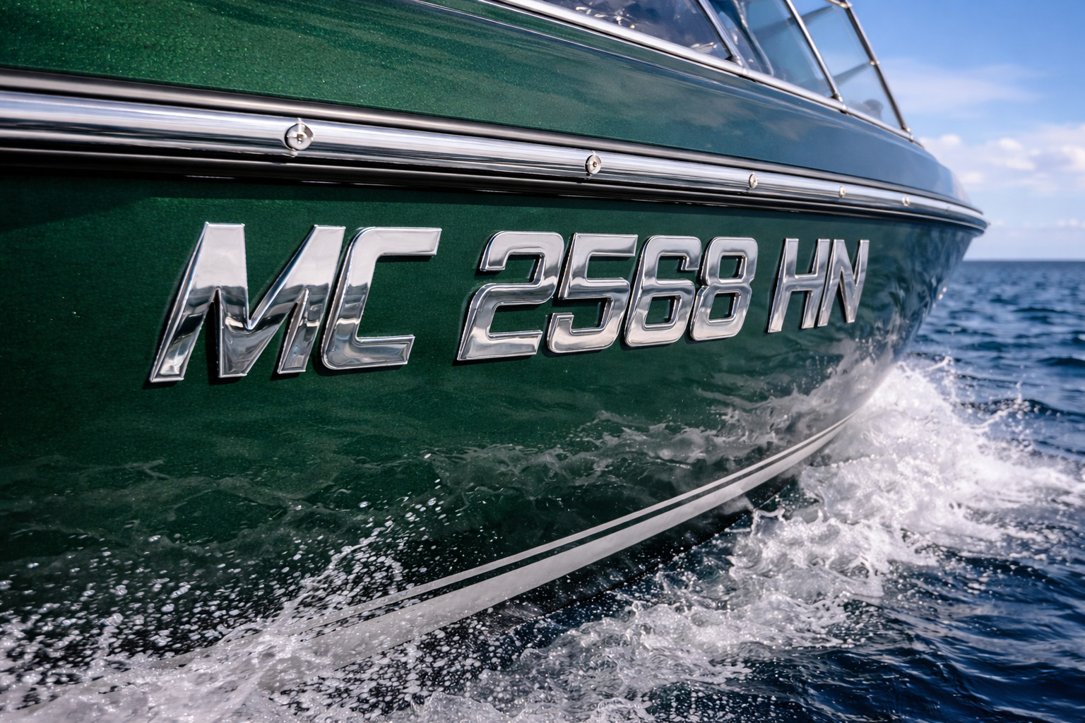 Boat and Jet Ski Registration Numbers and Letters Chrome Emblem