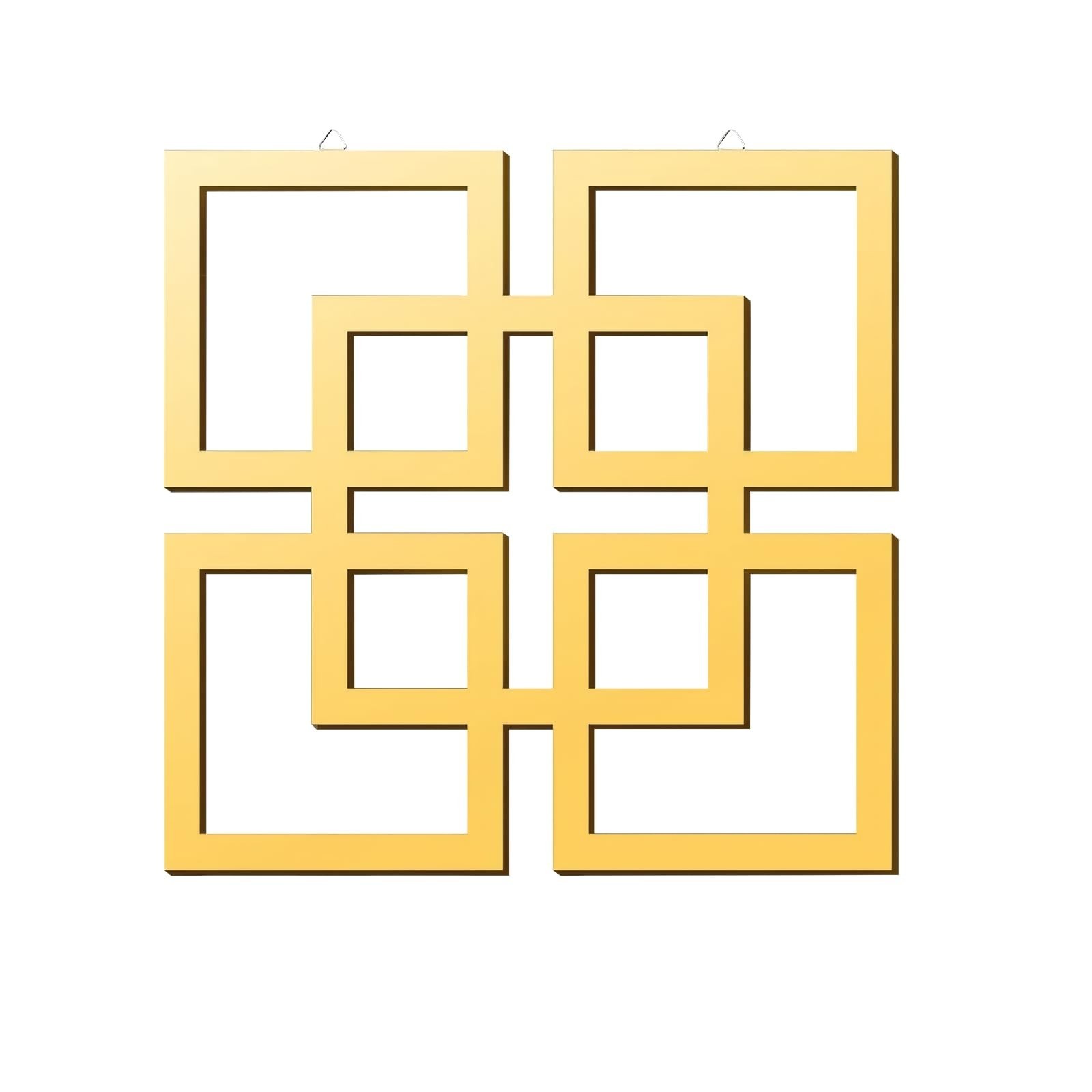 flangairy 2 Piece Gold Geometric Wall Mirrors, 11.8 Inch Wooden Frame Acrylic…