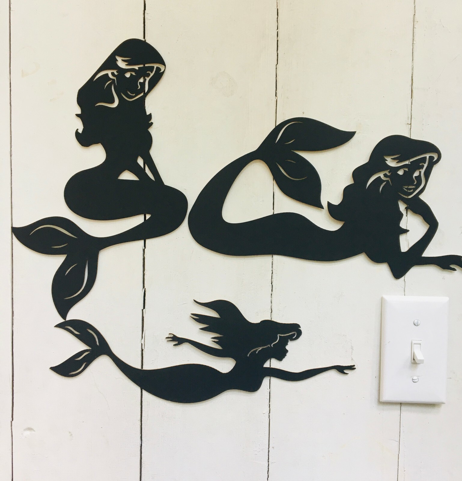 Tak n Stik 3 Pack Mermaids 12 inches ea – NOT a Decal or Peel n Stick, Easy to P