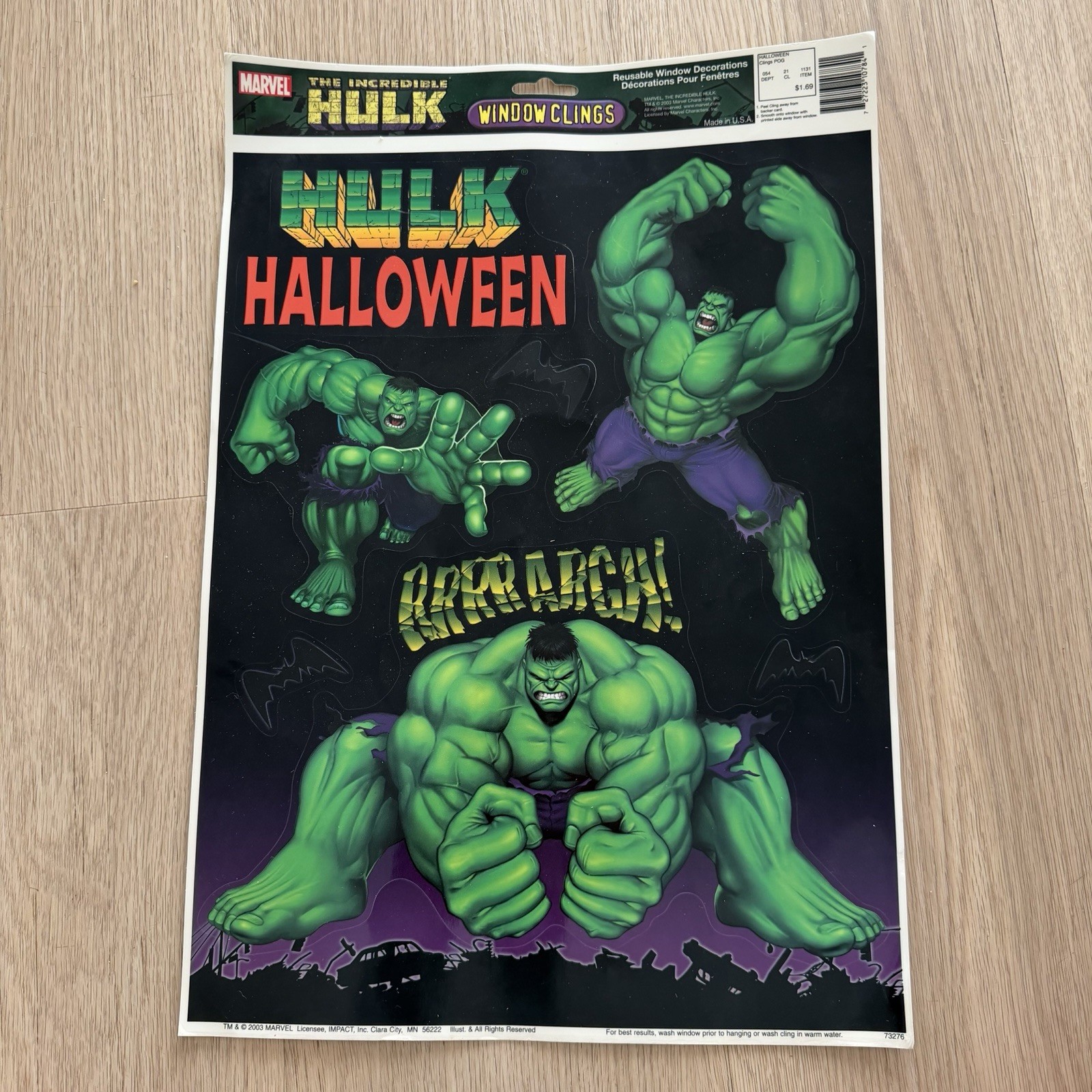 Vintage 2003 Marvel The Incredible Hulk Window Clings NEW