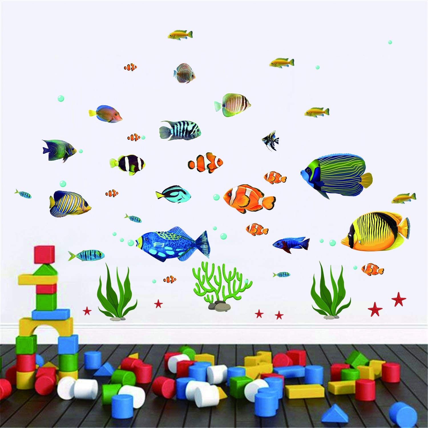 Fish Wall Stickers Under The Sea Decorative Wall Decals Coral Reef Fish Wall …