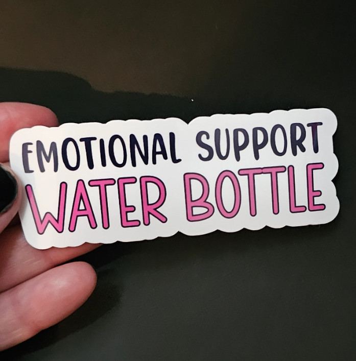 Emotional Support Water Bottle – Vinyl Waterproof Sticker 3.25" – 6 Colors