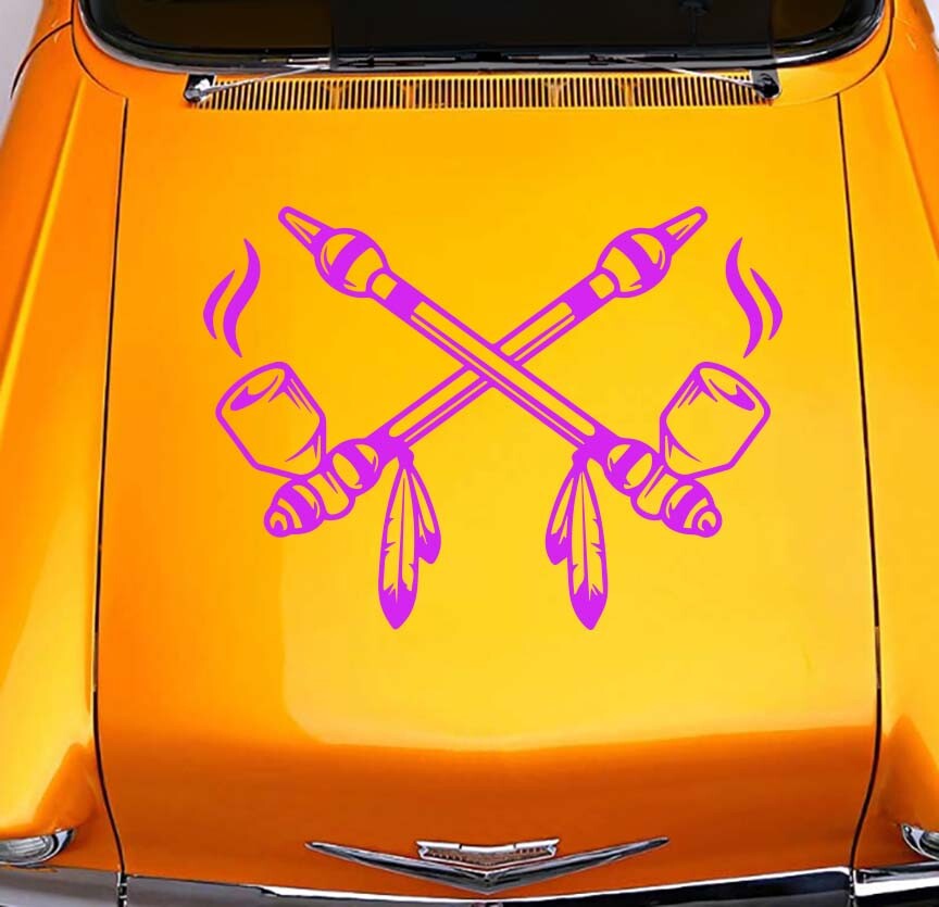 Native American Two Peace Pipes Sticker Decal