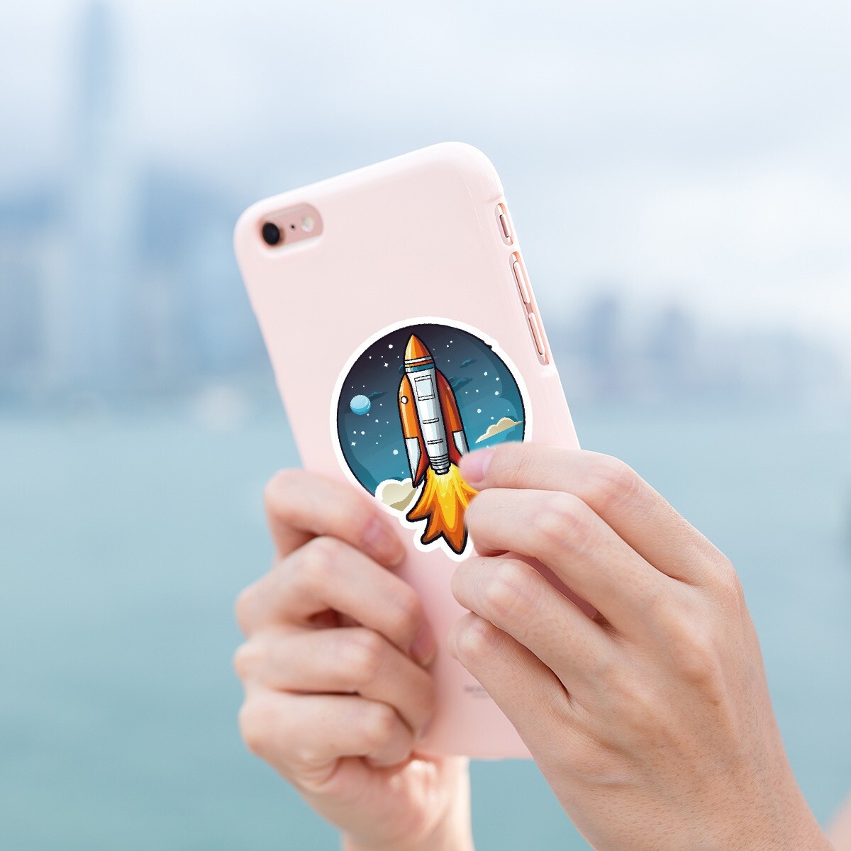 50pcs Waterproof Vinyl Stickers Rocket Outer Space Luggage Phone Laptop Window