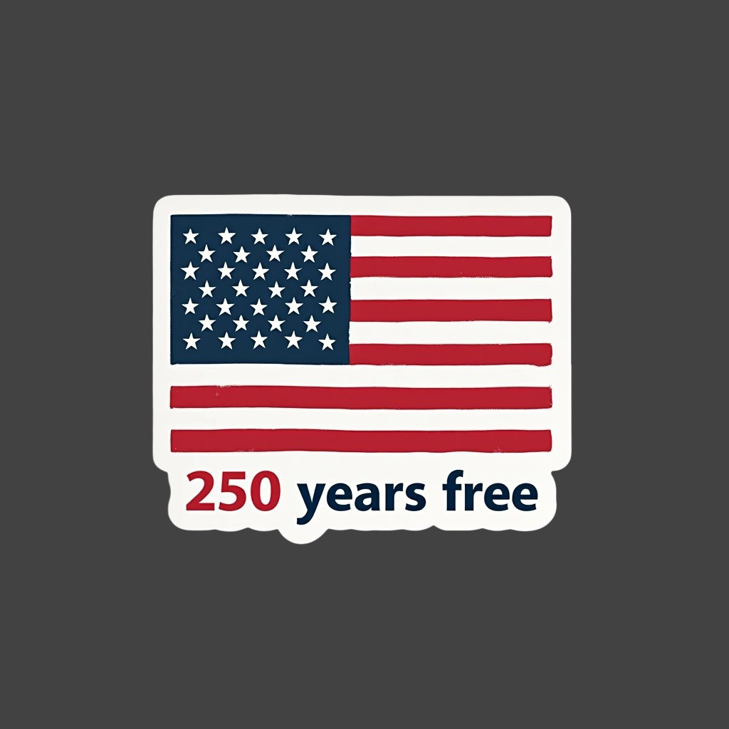 America 250 Sticker Vinyl Decal 250 Years Free USA Flag Patriotic Design