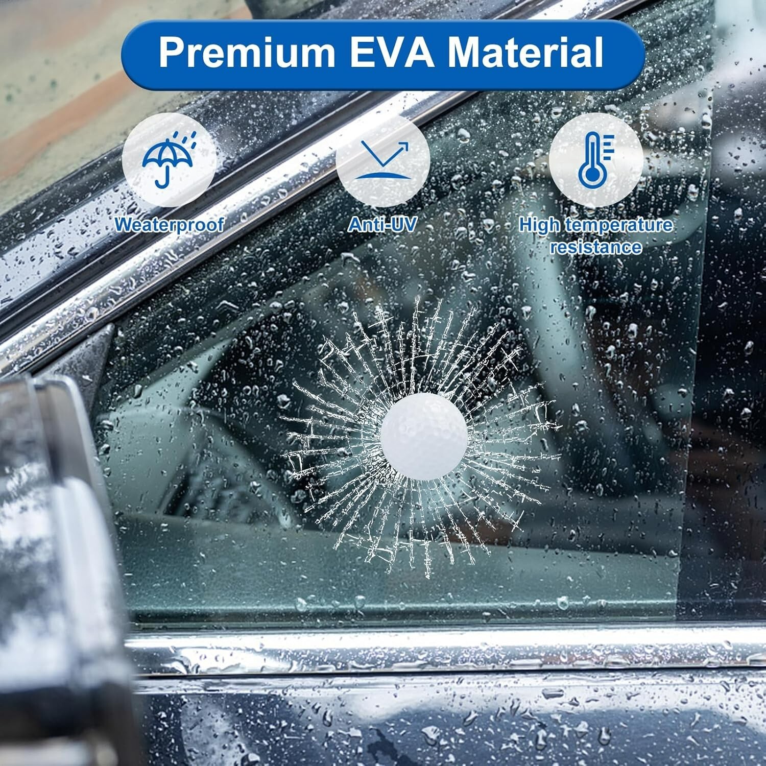 "3D Prank Tricky Broken Glass Sticker Car Window Ball Hits Self Adhesive Funny "