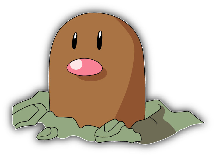 Pokemon Diglett Cartoon Car Bumper Sticker Decal 5" x 3"