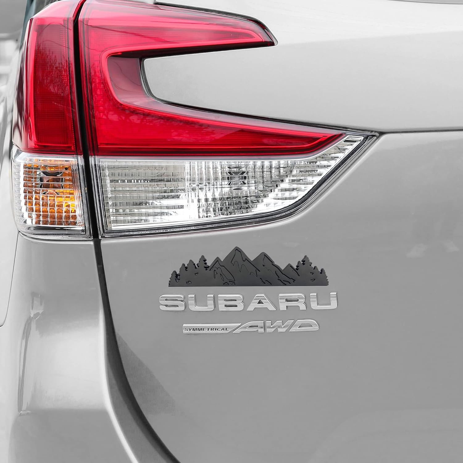7 Inch Snow Mountain Tree Emblem, Trunk Tailgate Mountains Graphic Badge Fits fo