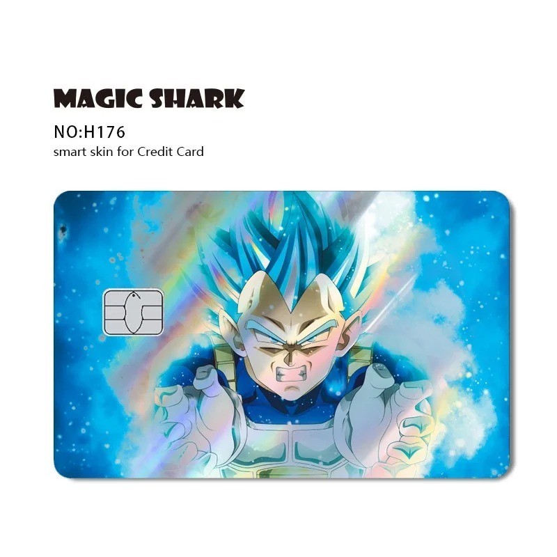 Magic Shark Holographic Credit Card Sticker Goku Vegeta Skin Cover New