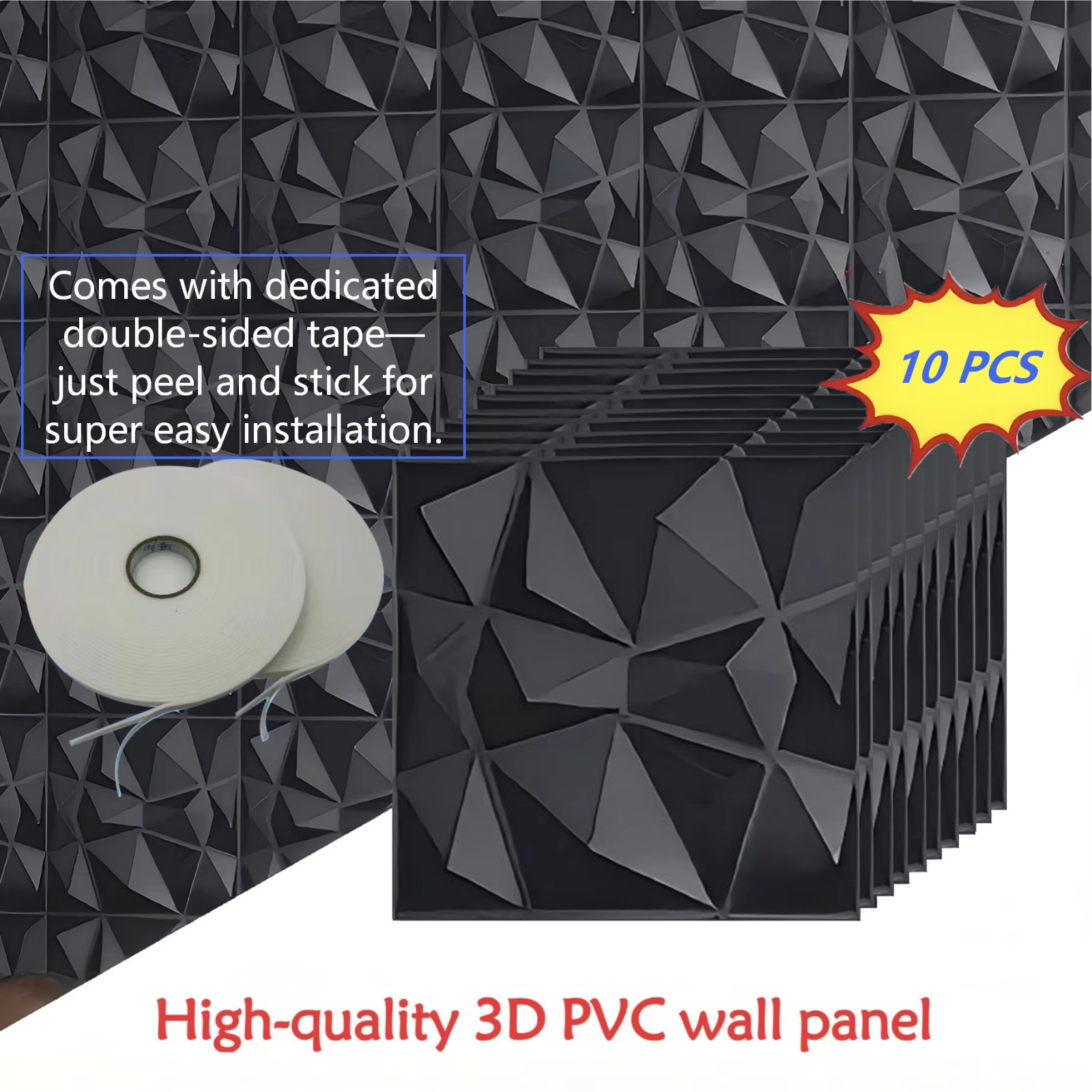10pcs 3D Wall Decor 3D Wall Panels PVC 3D Wall Decoration Home DIY 11.8"(30cm)