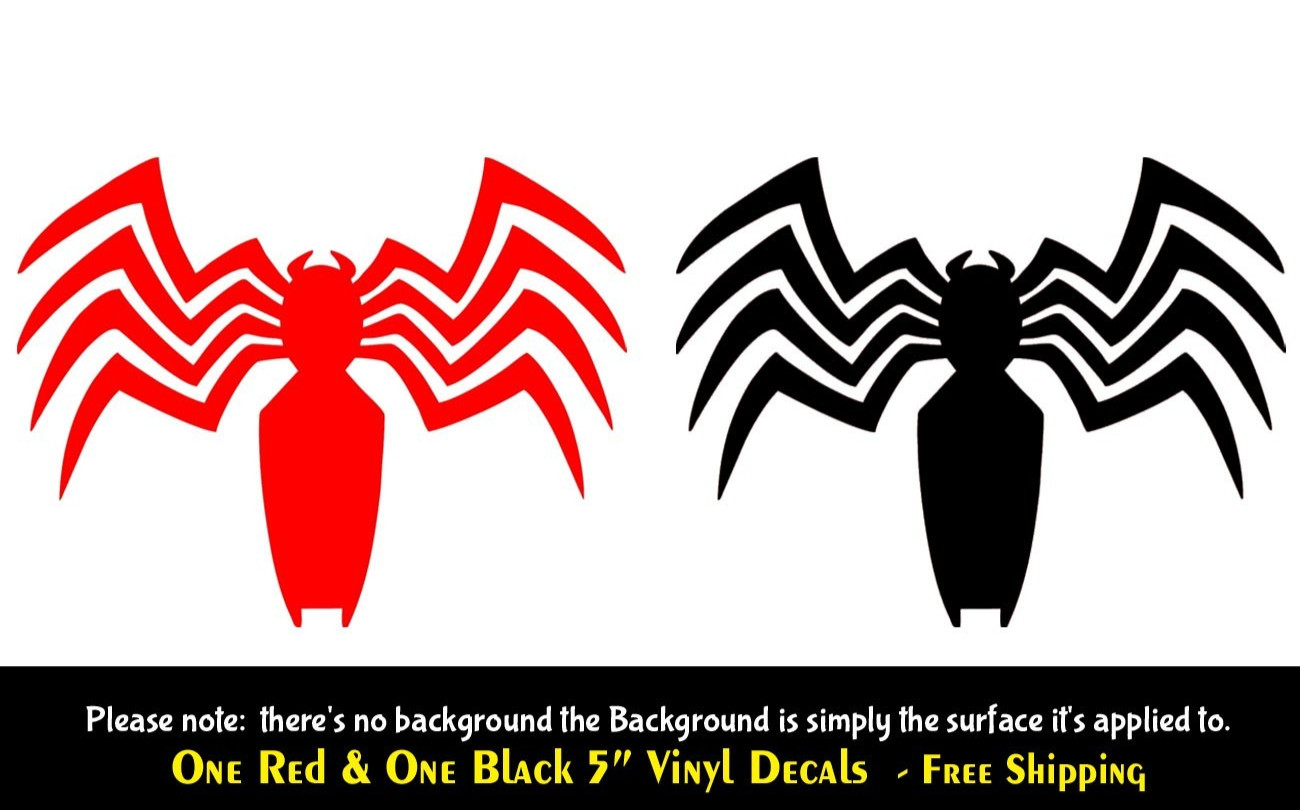 Spider Venom Red & Black 5" Vinyl Decals Laptop Tablet helmet Car Truck Window