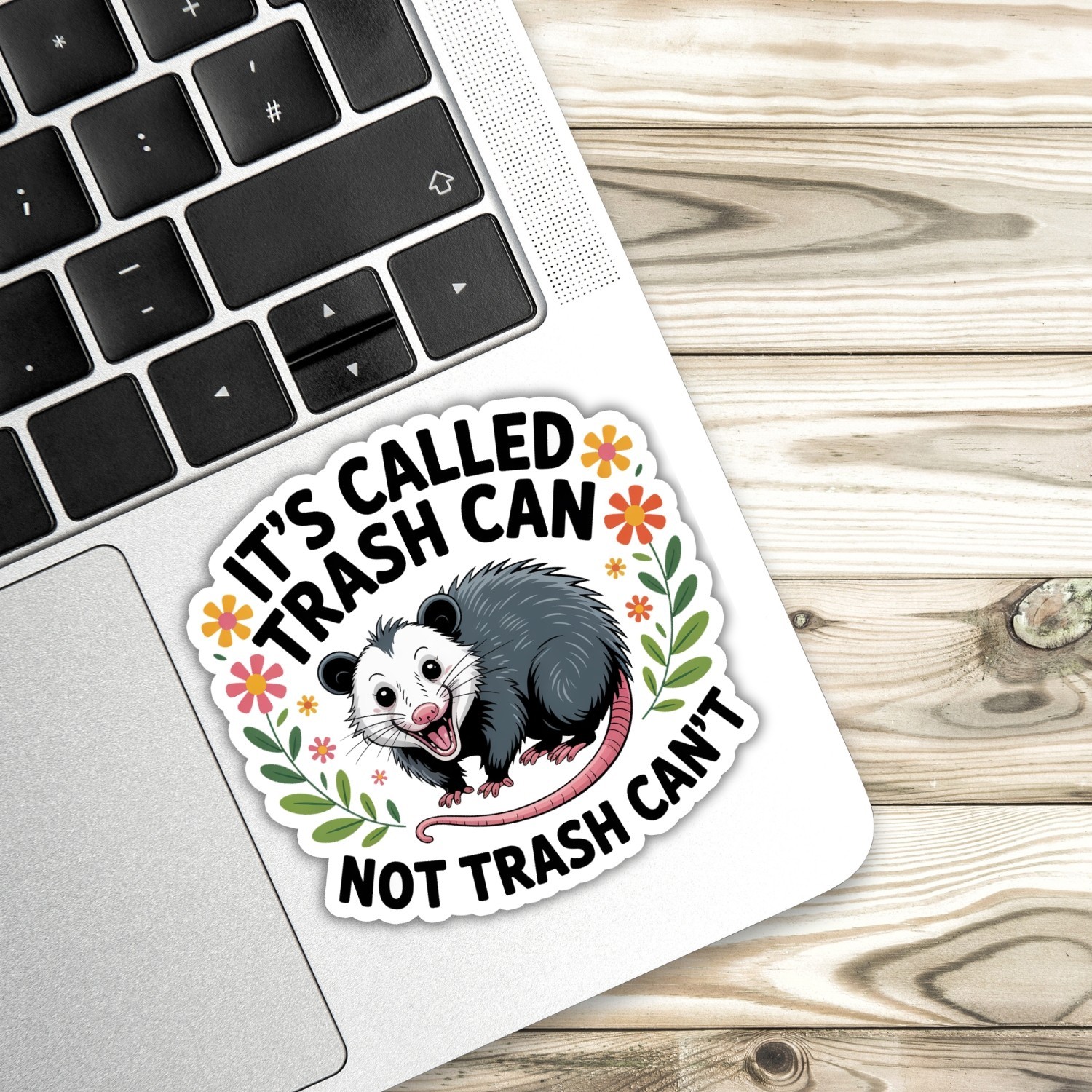 4pcs Trash Can Not Trash Can’t Stickers – Funny Opossum Vinyl Laptop Decals