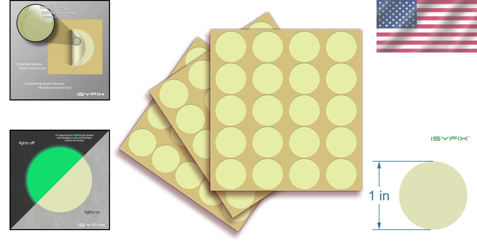 Easy-to-Apply Photoluminescent Safety Dots – 60 Pack