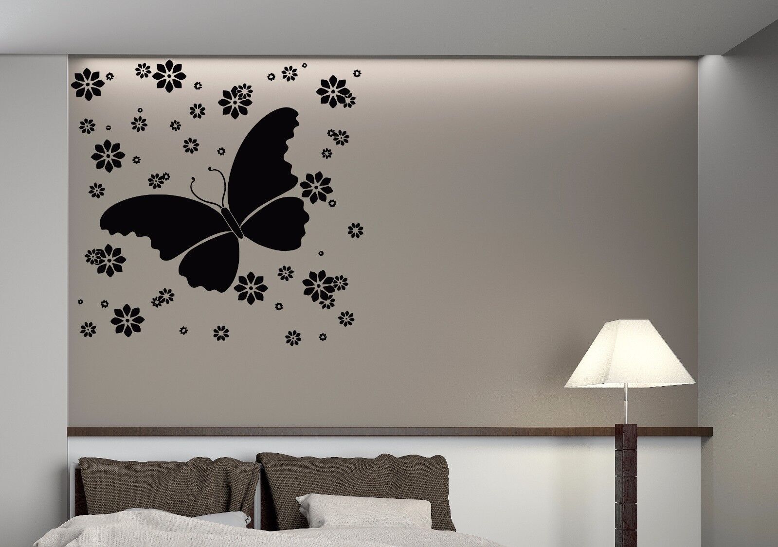 Vinyl Decal Beautiful Butterfly Flowers Patterns Wall Sticker (n597)