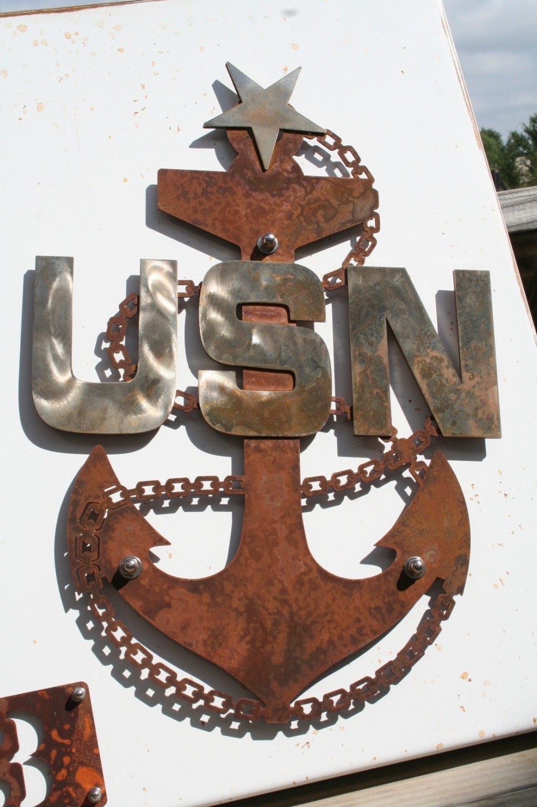 US Navy Senior Chief Anchor Rustic Steel Wall Decor — 19" tall
