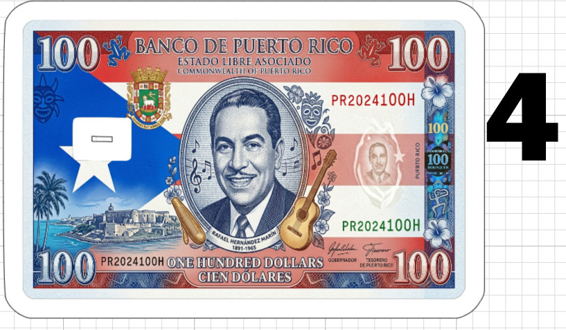 100 Dollar Puerto Rico Flag Bill Gift Credit Debit ATM Card Skin Sticker Art USA
