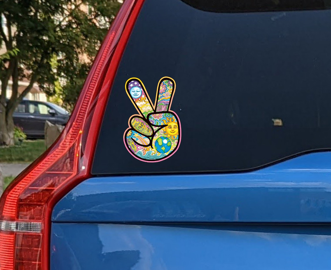 Peace Sign Celestial Decal Sticker 3M Vinyl USA Tuck Window Wall Car Dan Morris