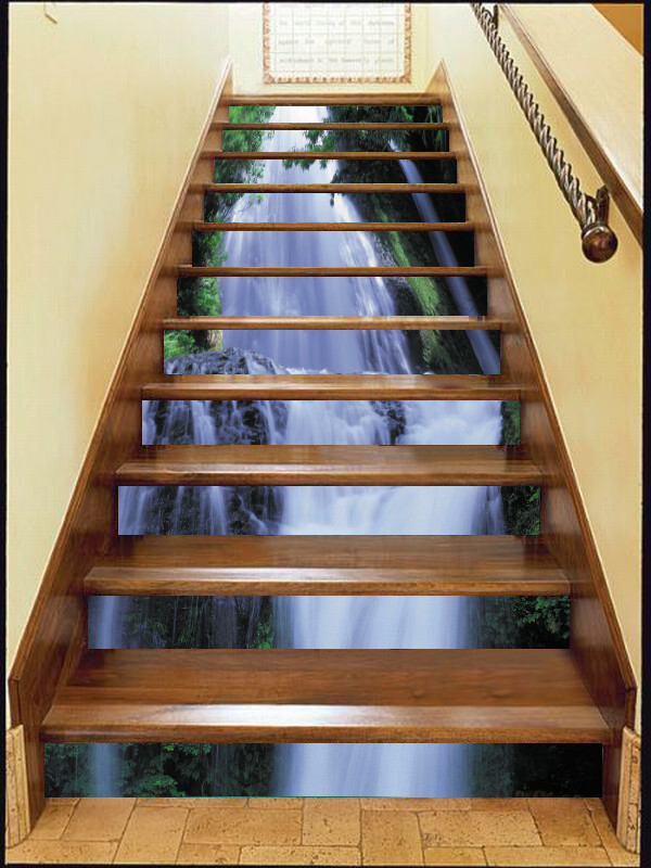 3D Waterfall Canyon ZHU619 Stair Risers Decoration Photo Mural Vinyl Wallpaper