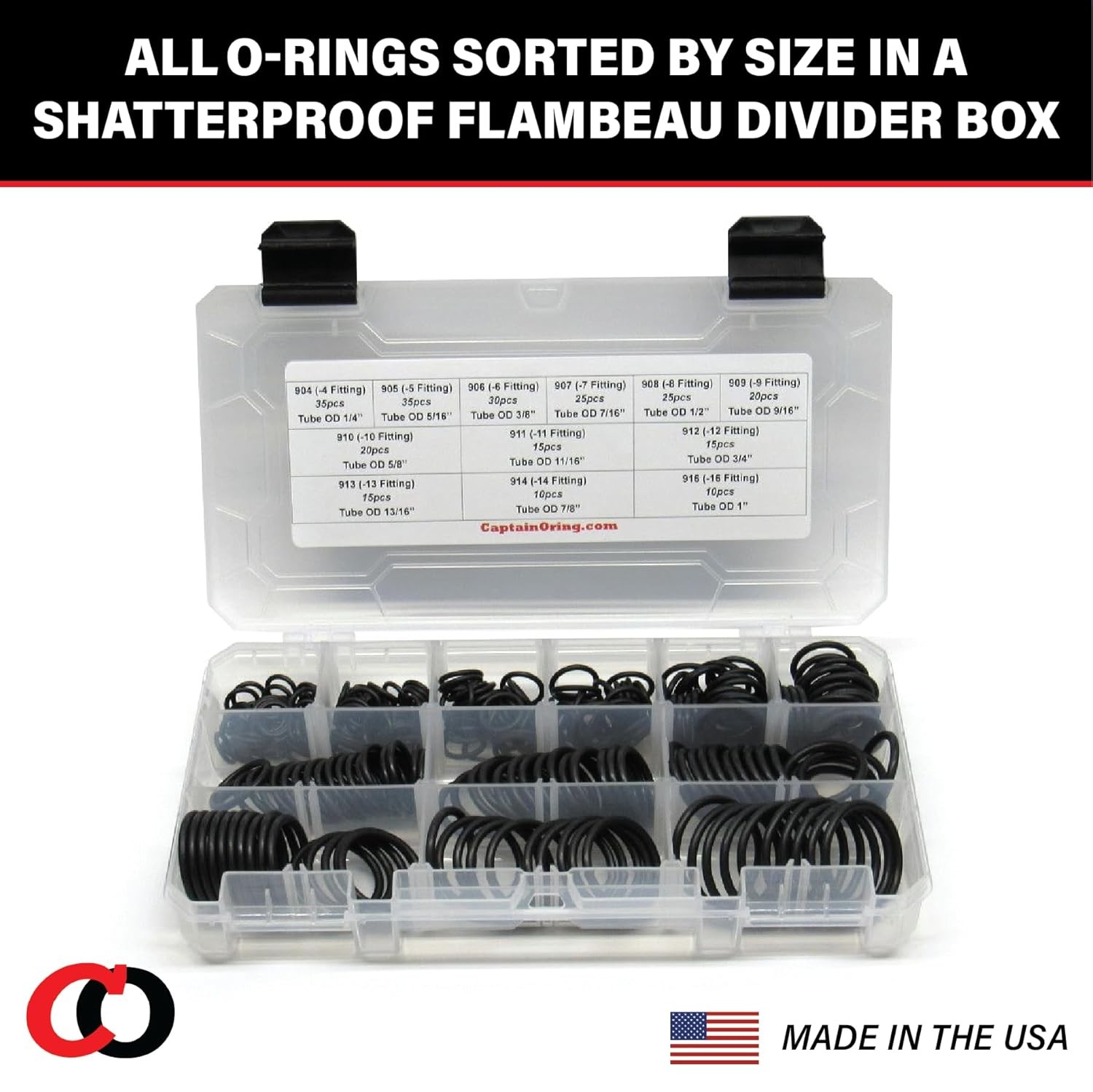 ORB BOSS Hydraulic Fitting SAE 900 O-Ring Seal Kit (Buna-N 70-255 Piece Kit, 12