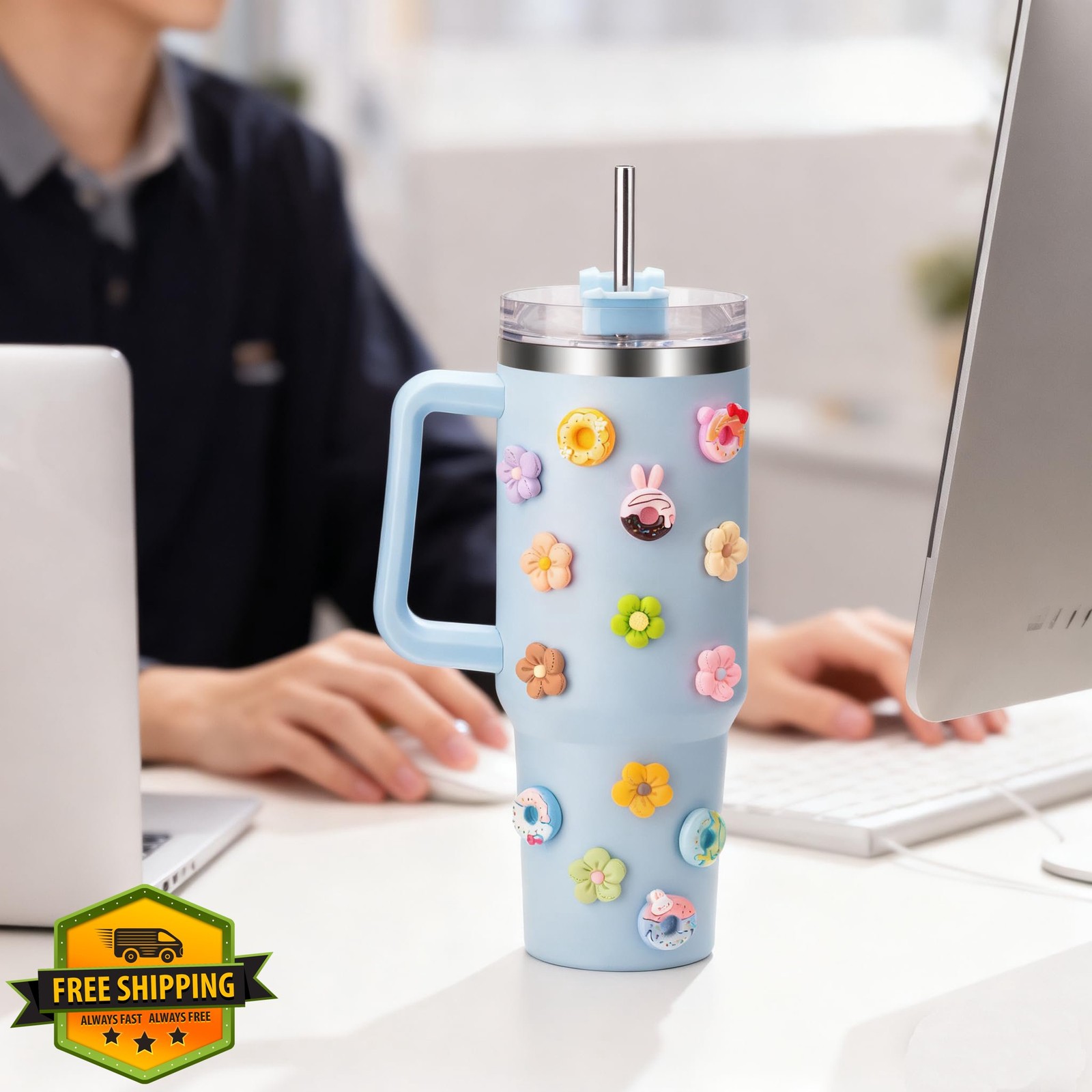 Soledea 3D Stickers Owala Bottle Smiley Flower Cat Paw Decals