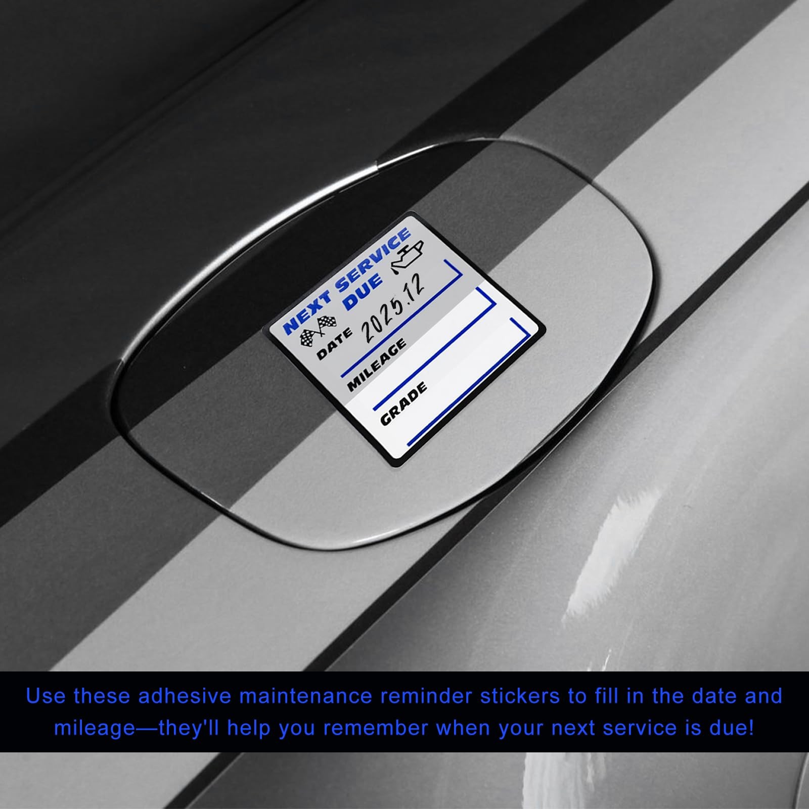 300PCS Oil Change Stickers, 2" × 2" Transparent No Residue Oil Change Reminde…