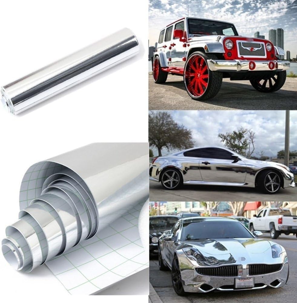Self-Adhesive Chrome Silver Vinyl Wrap 15"x60" Mirror Finish Car & DIY Film
