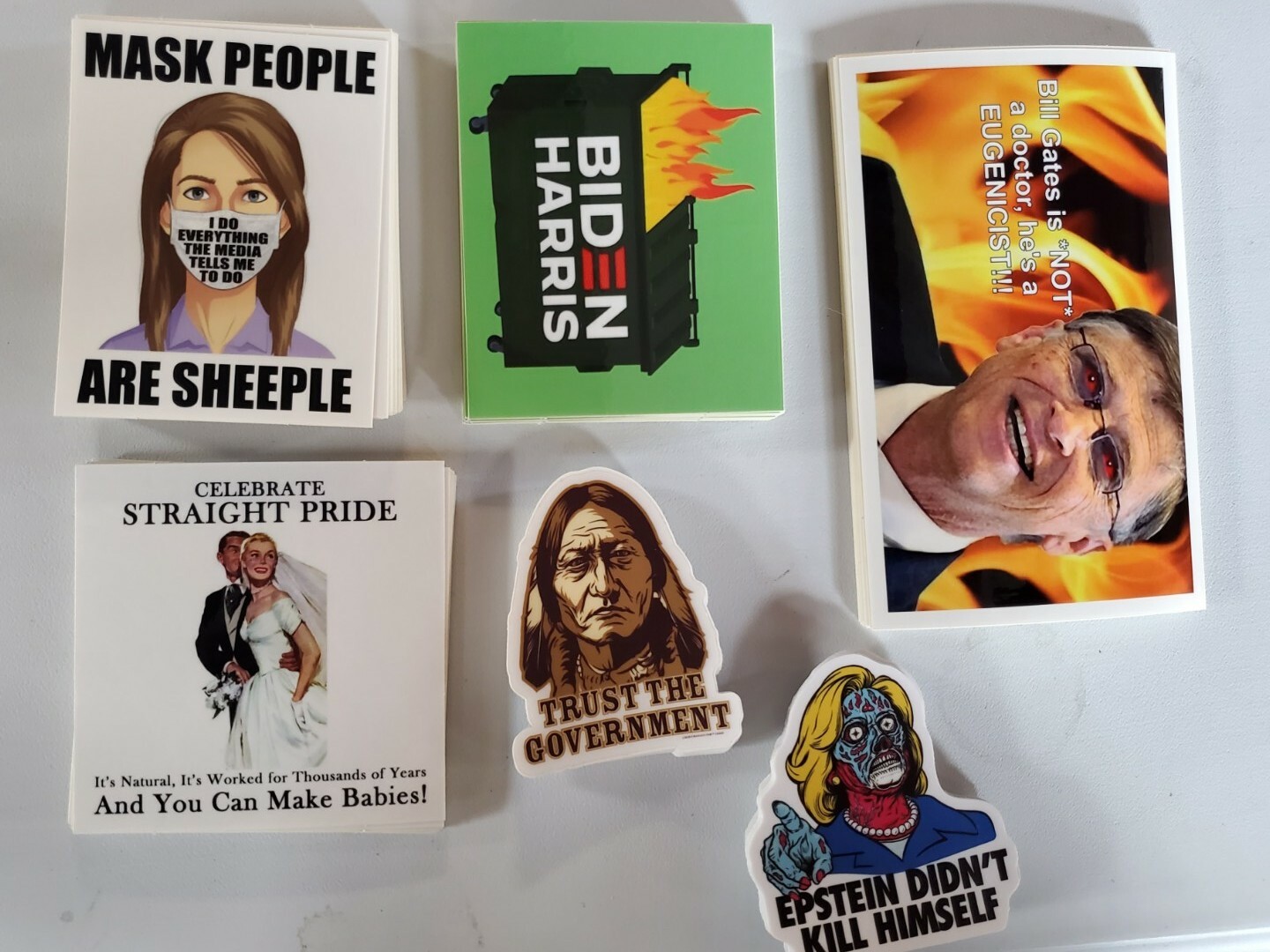 Alex Jones inspired STICKERS 9 Pack LOT September 11th INFO WARS Jason Bermas 😀