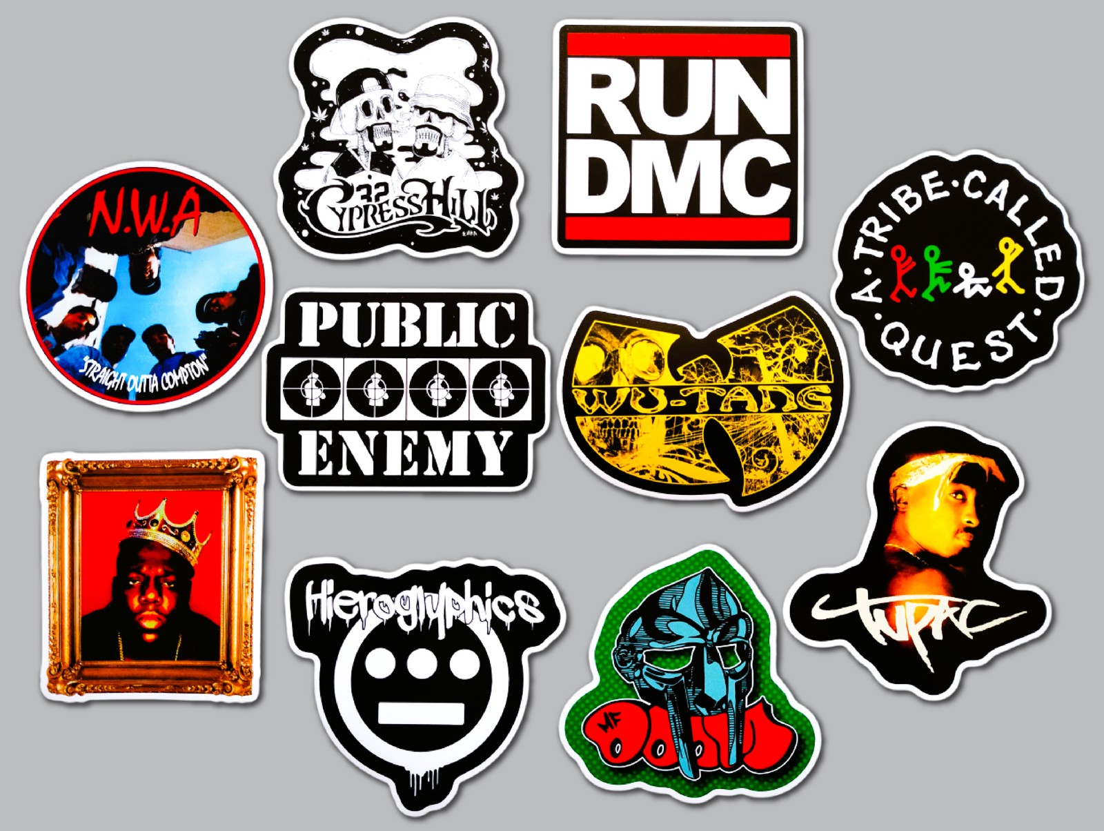 Classic Hip-Hop Sticker Lot (10 Stickers) SET 1 2pac mf doom wu tang biggie