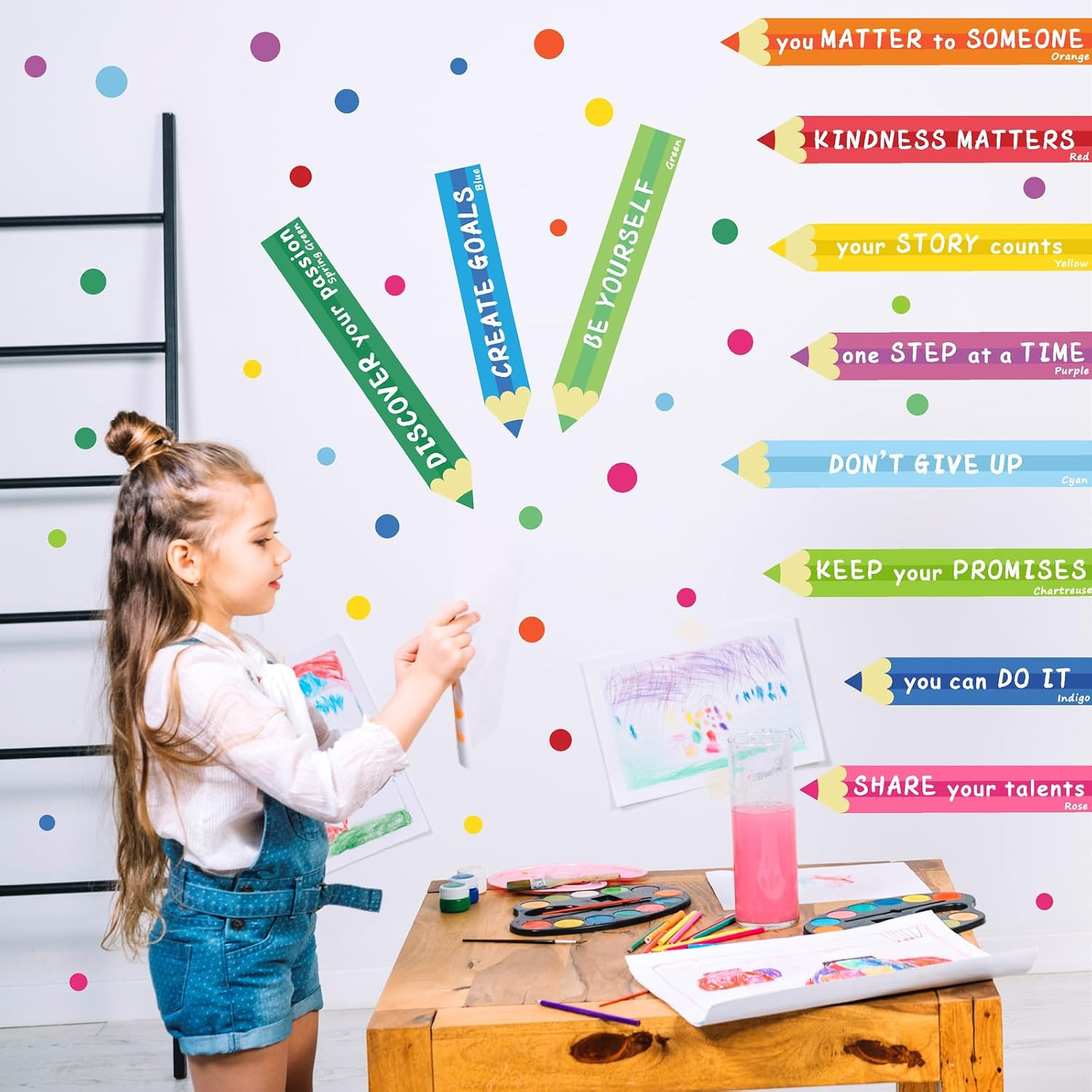Colorful Kids Playroom Wall Decals – Staircase Door Art Sticker