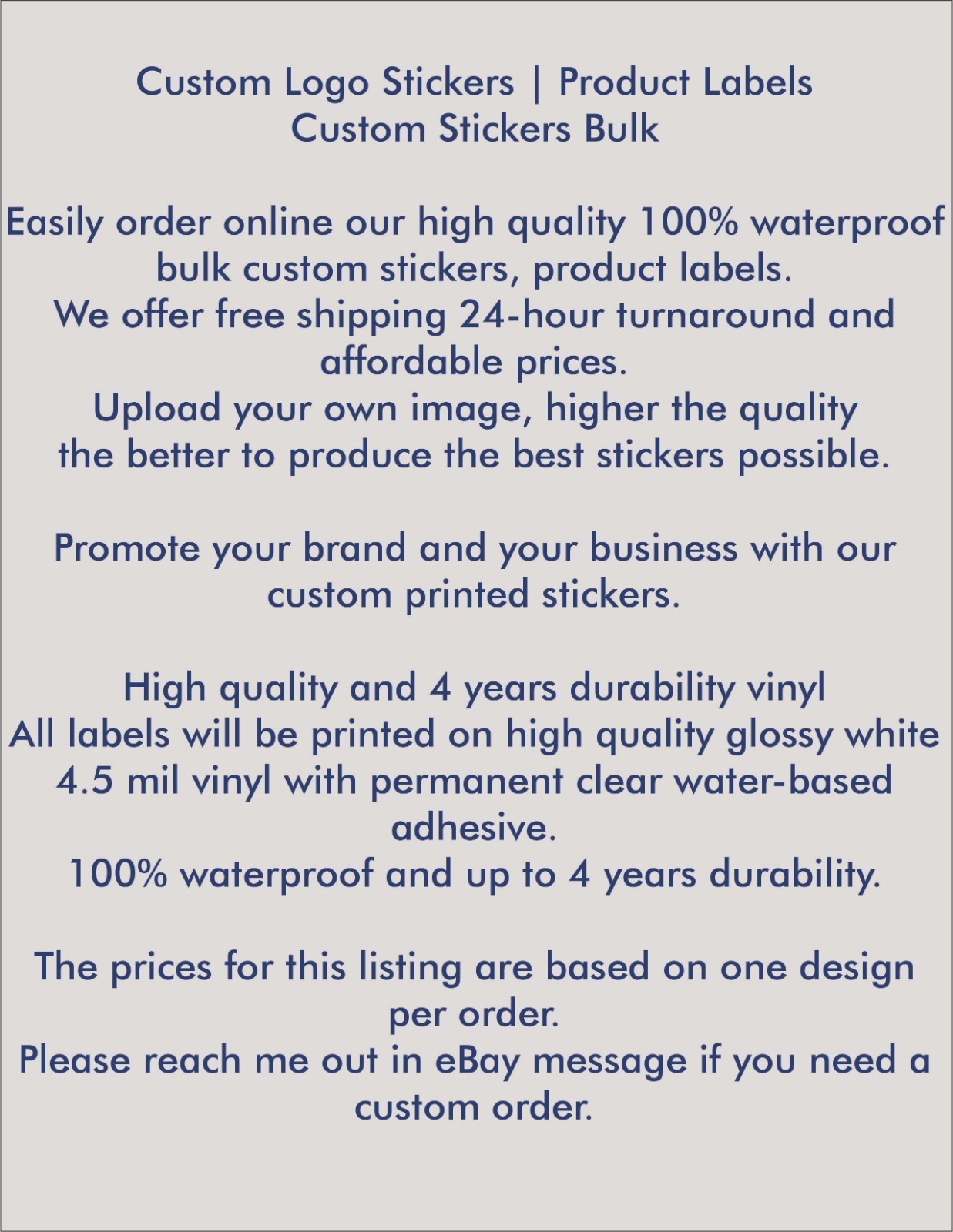 Custom Stickers Logo Product Label Bulk Decal Vinyl Water & Scratch Resistant