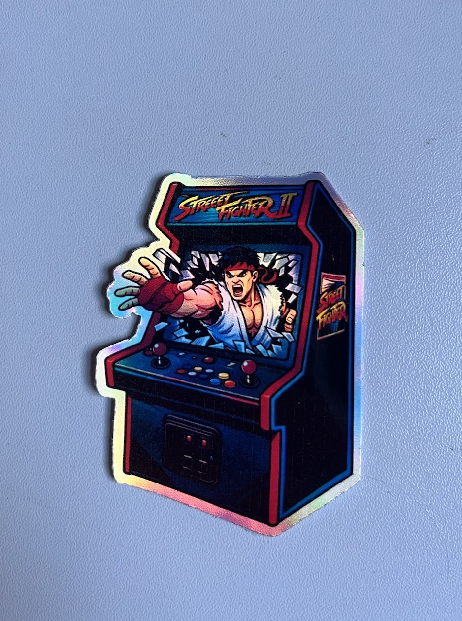 Retro Ryu Street Fighters 2 arcade machine 3inch Holographic Sticker