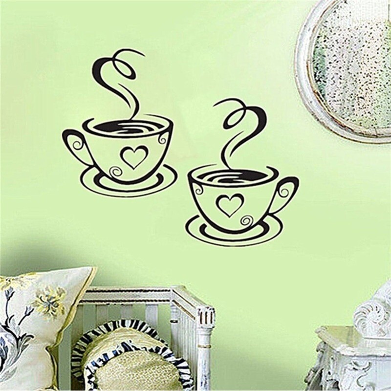 Coffee Mugs Wall Stickers Kitchen Decor Tea Decal Vinyl Wall Art