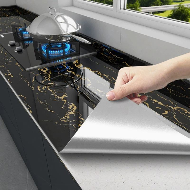 40cm kitchen waterproof and oil resistant PVC self-adhesive marble wall sticker