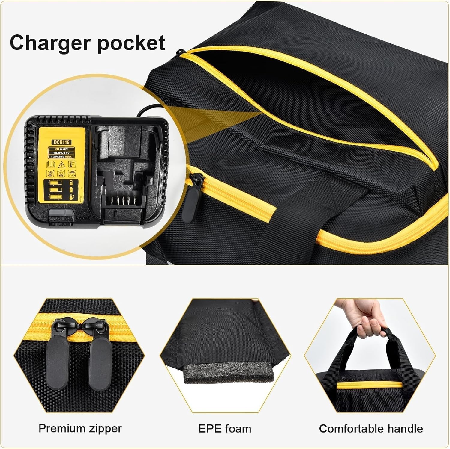 Impact Driver Bag Case Compatible with DEWALT 20V MAX XR DCF900B DCF961B DCF891B
