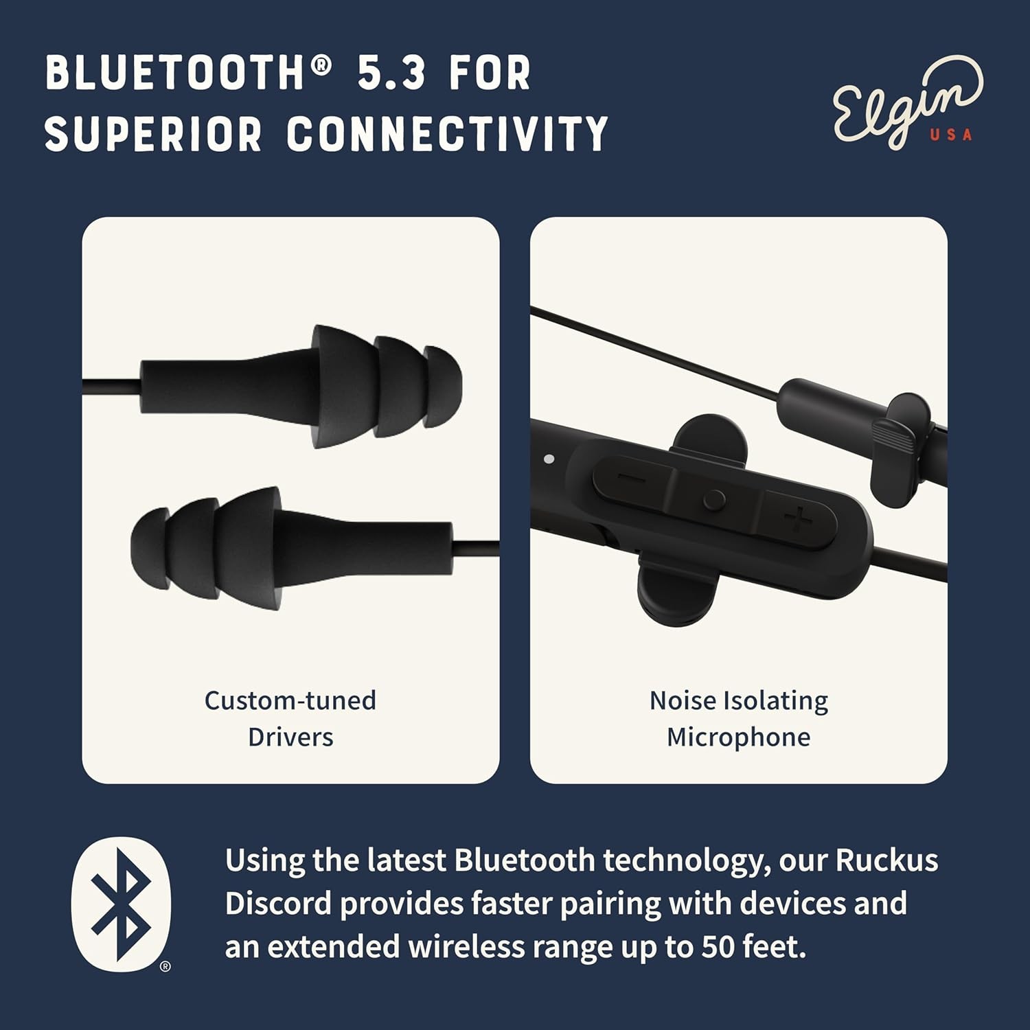 Ruckus Wireless Bluetooth Earplug Headphones, 25 dB Noise Reduction Ear Plug Ea